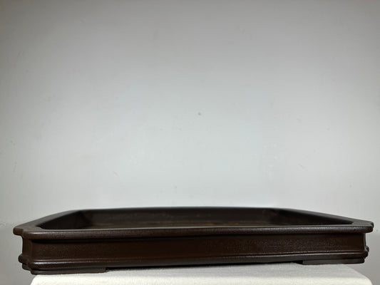 Preowned Japanese Tokoname Unglazed Rectangular Shallow Bonsai Pot Seizan - 21.5” By 14.5”