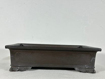 Preowned Japanese Tokoname Unglazed Rectangular Bonsai Pot - 11” By 7.75”