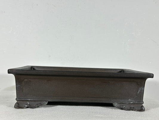 Preowned Japanese Tokoname Unglazed Rectangular Bonsai Pot - 11” By 7.75”