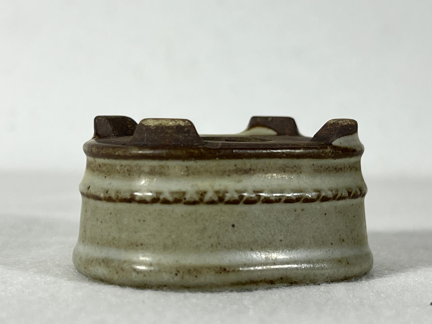 Preowned Japanese Tokoname Rectangular Bonsai Pot Tosui - 2 1/8” By 1.75”