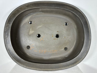 Preowned Japanese Tokoname Unglazed Oval Bonsai Pot Seizan - 20.5” By 16.25”