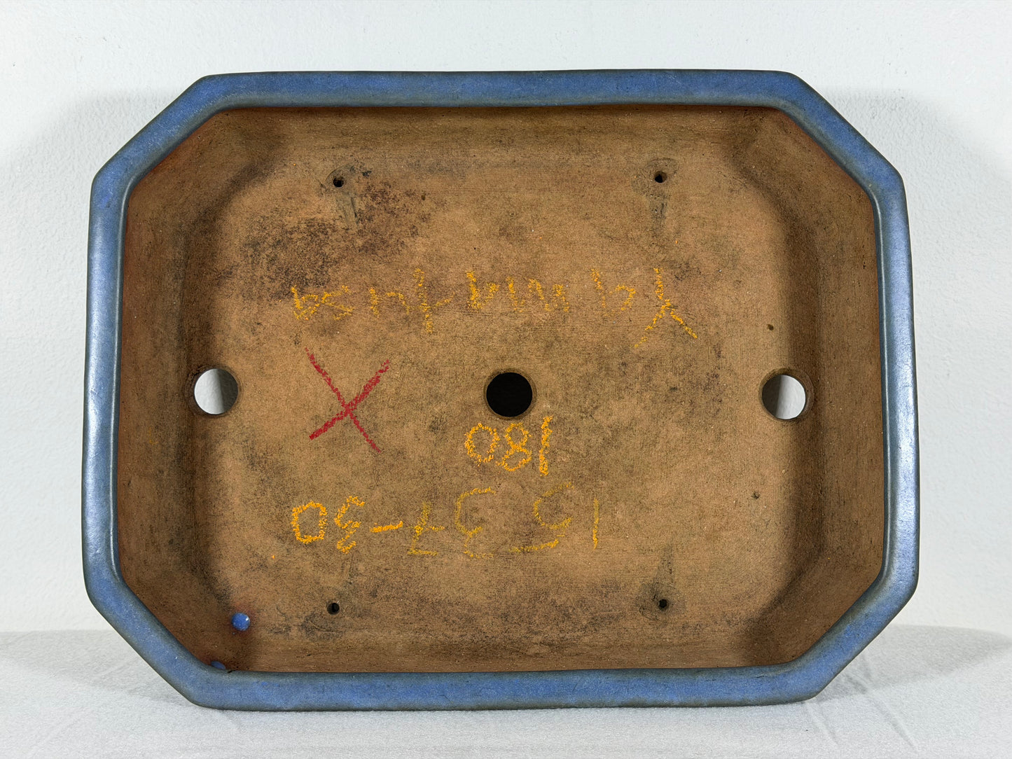Preowned Japanese Tokoname Glazed Rectangular Bonsai Pot Yamafusa - 11” By 8.5”