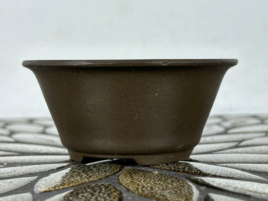 Preowned Japanese Tokoname Unglazed Round Bonsai Pot - 3.5” By 1 5/8”