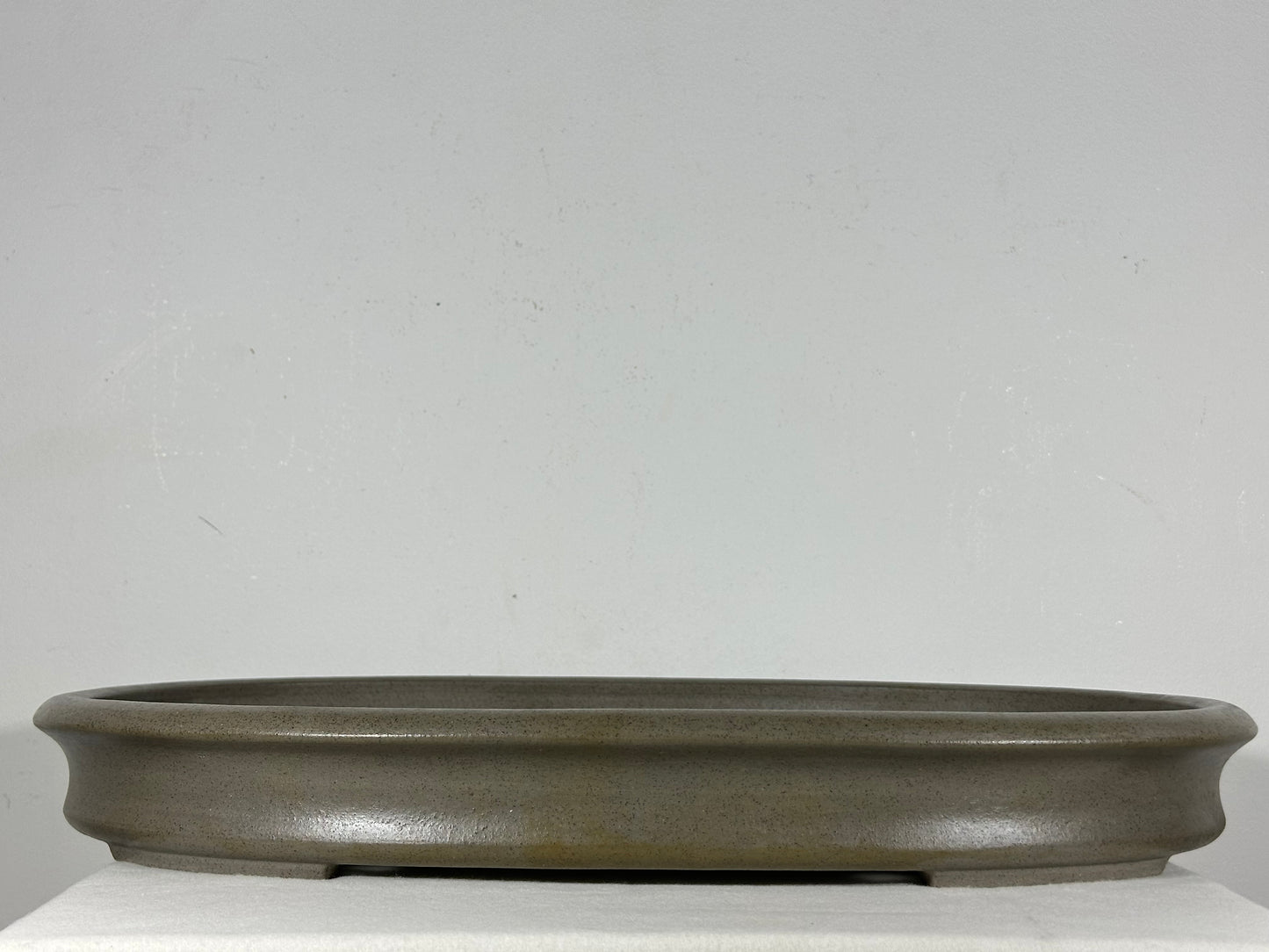 Preowned Japanese Tokoname Unglazed Oval Shallow Bonsai Pot Seizan - 20.5” By 14.75”