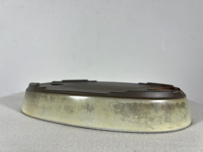 Preowned Japanese Tokoname Glazed Oval Shallow Bonsai Pot with patina - 10” By 7”
