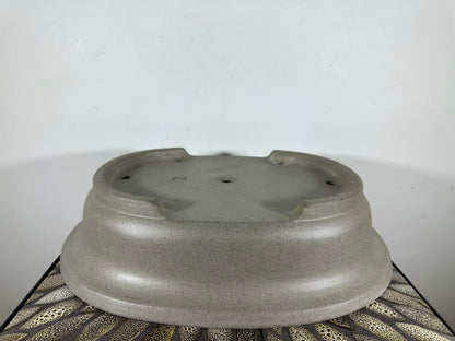 Preowned Japanese Tokoname Unglazed Oval Bonsai Pot Seizan - 16.5” By 13.35”