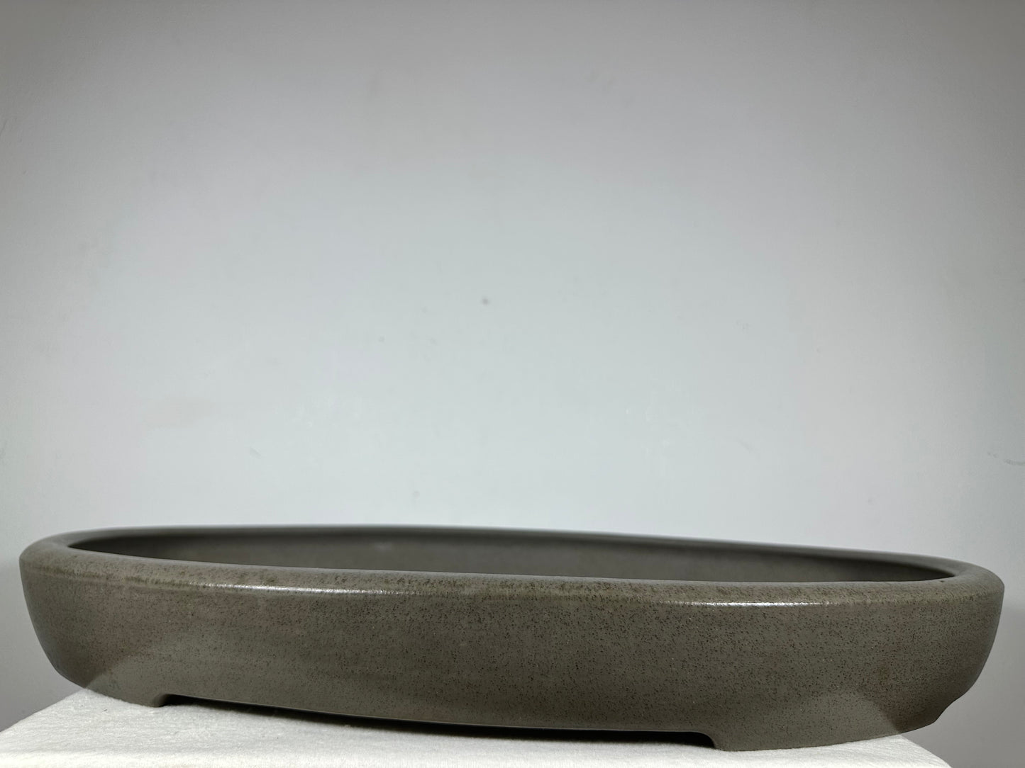 Preowned Japanese Tokoname Unglazed Oval Shallow Bonsai Pot Seizan - 25.25” By 18.25”
