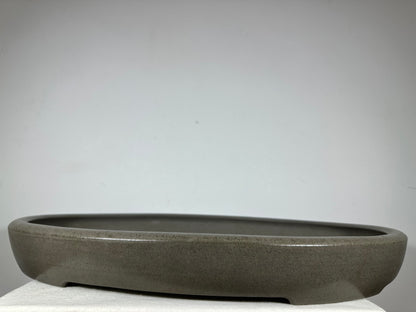 Preowned Japanese Tokoname Unglazed Oval Shallow Bonsai Pot Seizan - 25.25” By 18.25”