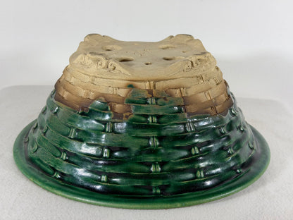 Preowned Japanese Tokoname Glazed Round Bonsai Pot Masashi - 10.75” By 4.25”