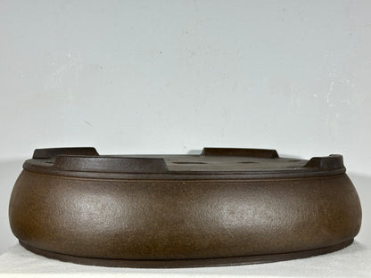 Preowned Vintage Japanese Tokoname Unglazed Oval Bonsai Pot Mazan Terahata - 18” By 15”