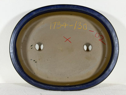 Preowned Japanese Tokoname Glazed Oval Bonsai Pot Has Patina - 11.25” By 9”