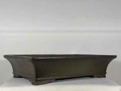 Preowned Japanese Tokoname Unglazed Rectangular Bonsai Pot Gyouzan Nakano - 16.5” x 12” x 4”