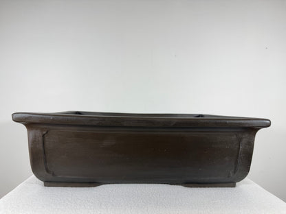 Preowned Japanese Tokoname Unglazed Rectangular Bonsai Pot - 16” By 12.75”