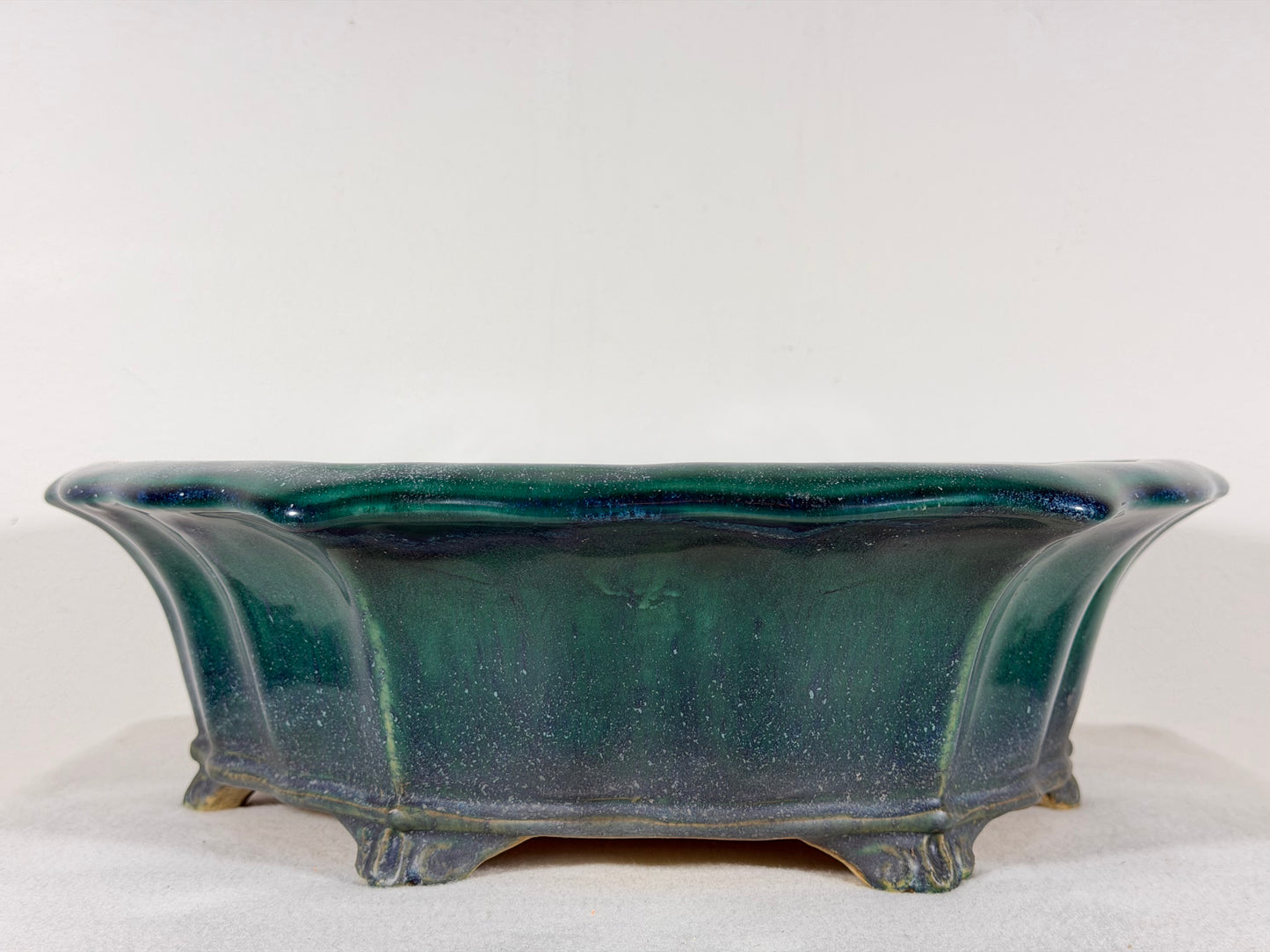 Preowned Japanese Tokoname Glazed Rinka Style Bonsai Pot Syuhou Yoshimura - 14.5” By 13.5”