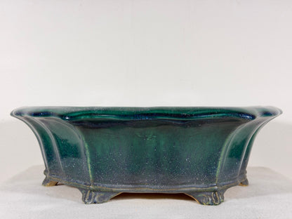 Preowned Japanese Tokoname Glazed Rinka Style Bonsai Pot Syuhou Yoshimura - 14.5” By 13.5”