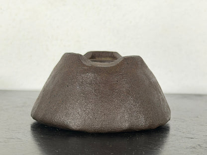 Preowned Japanese Tokoname Unglazed Round Bonsai Pot With Stamp - 2.25” By 1 1/8”