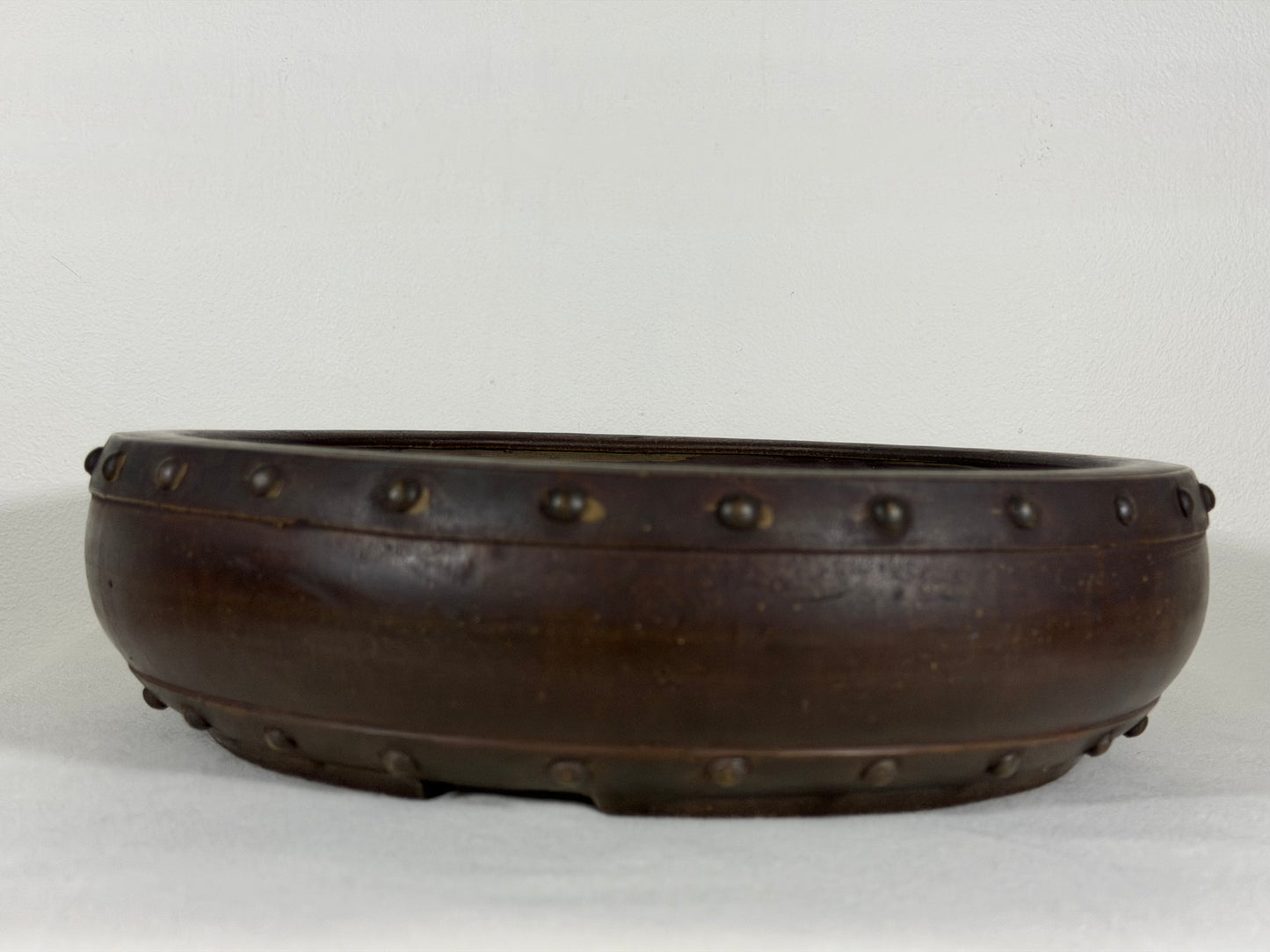 Preowned Japanese Tokoname Drum Style Bonsai Pot - 12.5” By 3 3/8”