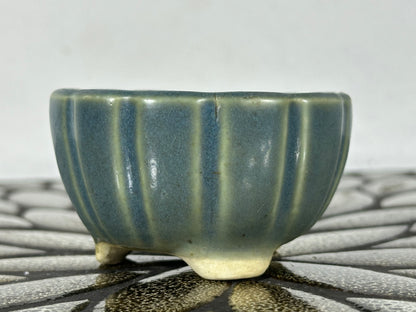 Preowned Japanese Tokoname Glazed Round Bonsai Pot with Stamp - 2 7/8” By 1 5/8”