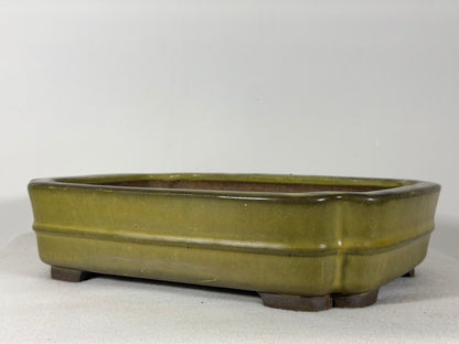 Preowned Japanese Tokoname Glazed Rectangular Bonsai Pot Hatutori - 12” By 9”