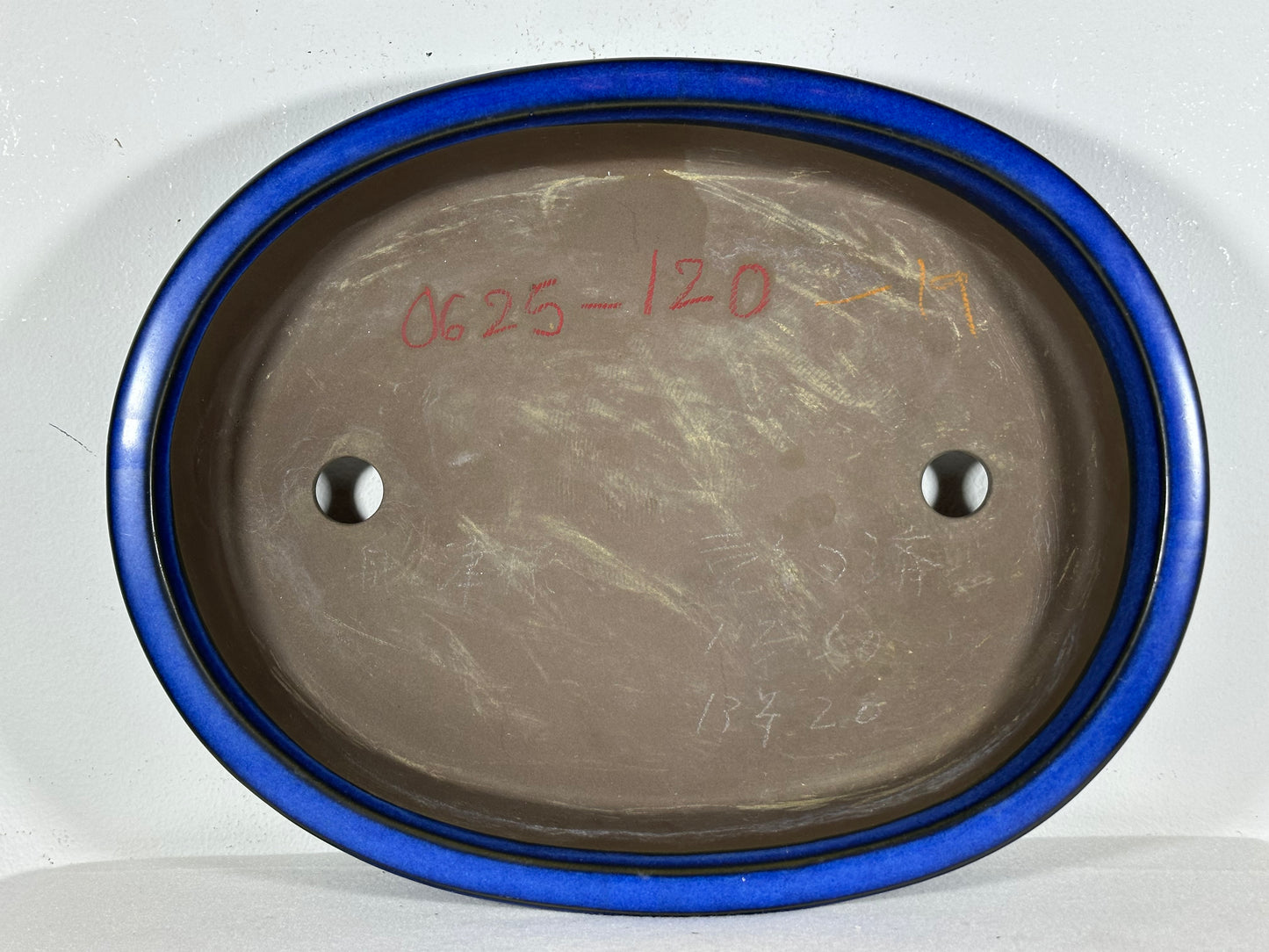 Preowned Japanese Tokoname Glazed Shallow Oval Bonsai Pot - 13.25” By 10.5”