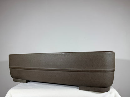 Preowned Japanese Tokoname Unglazed Rectangular Bonsai Pot Eiraku - 21.75” x 16.25” x 5.75”