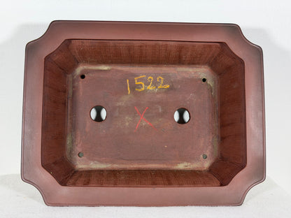 Preowned Japanese Tokoname Unglazed Rectangular Bonsai Pot Bigei - 12.25” By 9.5”