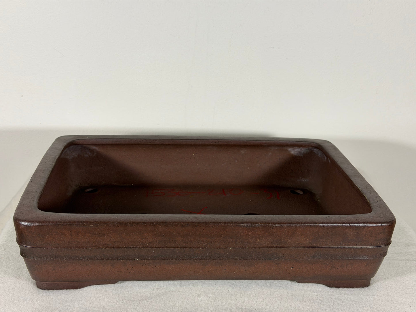 Preowned Japanese Tokoname Unglazed Rectangular Bonsai Pot Yamaaki - 12.5” By 9”
