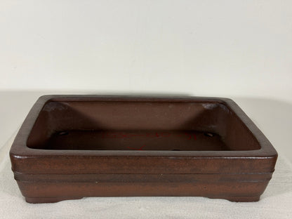 Preowned Japanese Tokoname Unglazed Rectangular Bonsai Pot Yamaaki - 12.5” By 9”