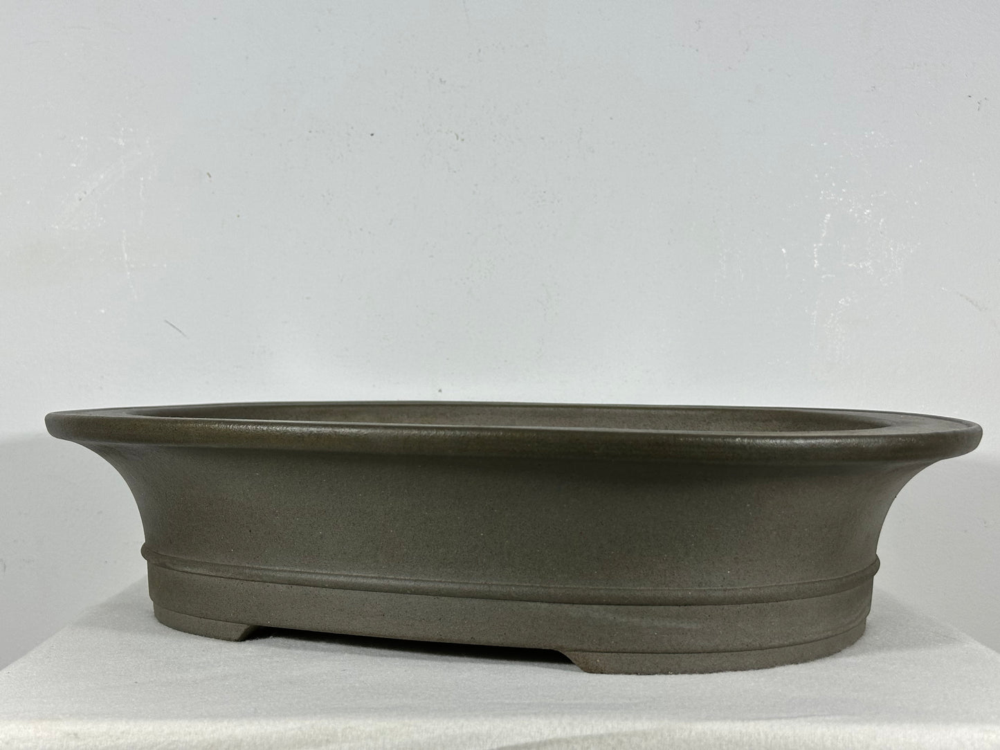 Preowned Japanese Tokoname Unglazed Oval Bonsai Pot Kisen - 17.5” By 14.5”