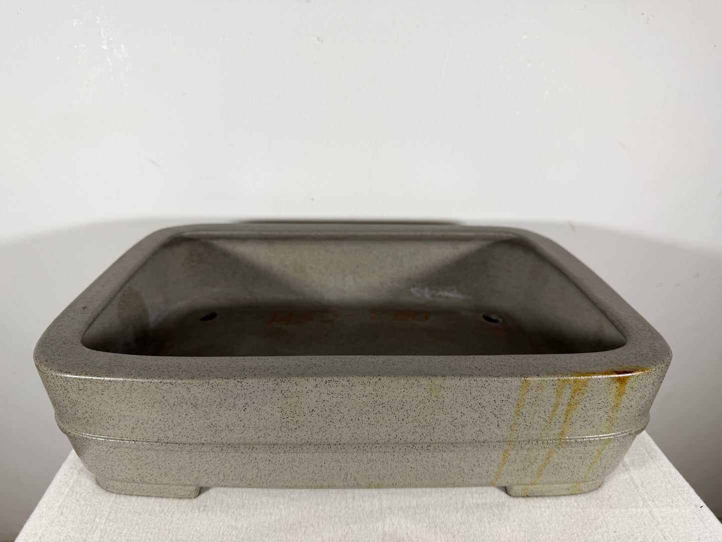 Preowned Japanese Tokoname Unglazed Rectangular Bonsai Pot Seizan - 15” By 10.75”
