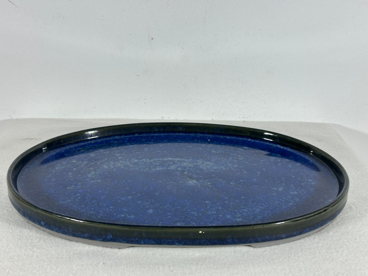 New Japanese Glazed Suiban for Suiseki Bonsai Harumatsu - 12.5” By 9”