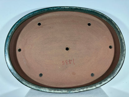Preowned Vintage Japanese Tokoname Glazed Shallow Oval Bonsai Pot Reiho - 25.75” By 18.5”
