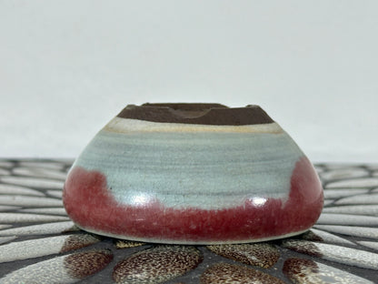 Preowned Japanese Tokoname Glazed Round Bonsai Pot with patina - 3.75” By 2.75”