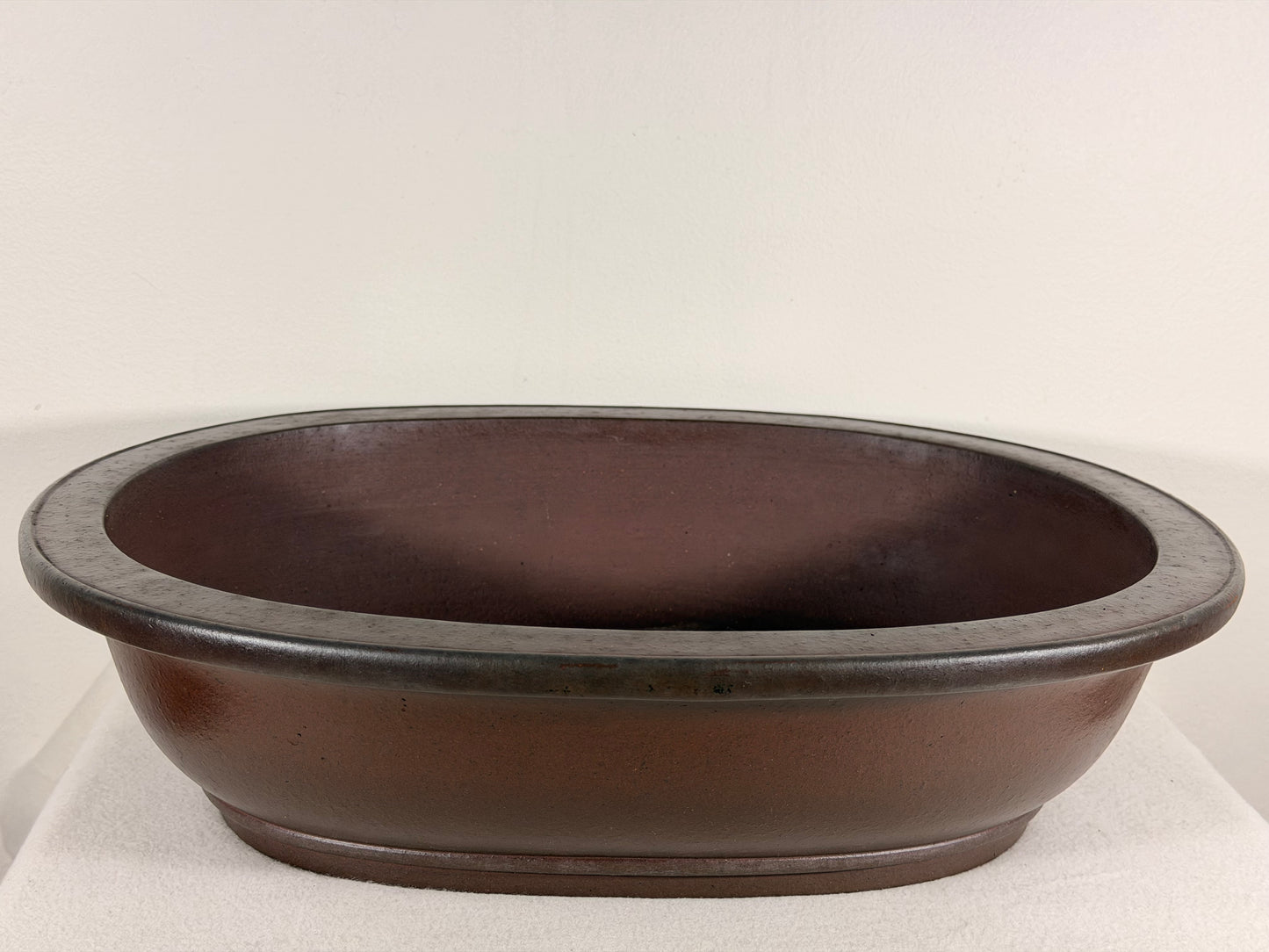 Preowned Japanese Tokoname Oval Bonsai Pot Yamaaki - 16” By 13.75”