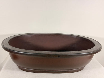 Preowned Japanese Tokoname Oval Bonsai Pot Yamaaki - 16” By 13.75”