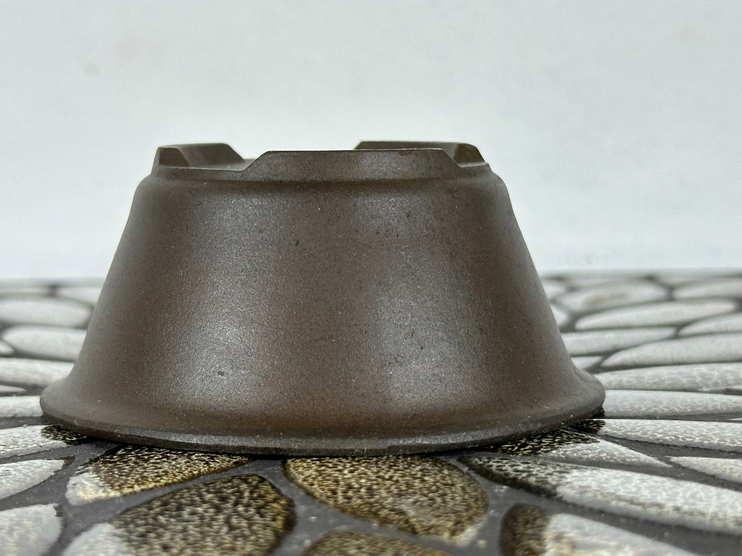 Preowned Japanese Tokoname Unglazed Round Bonsai Pot - 3.5” By 1 5/8”