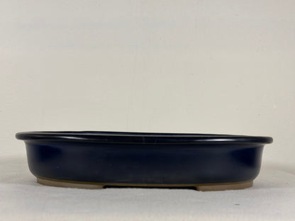 Preowned Japanese Tokoname Glazed Oval Bonsai Pot Has Patina - 11.25” By 9”