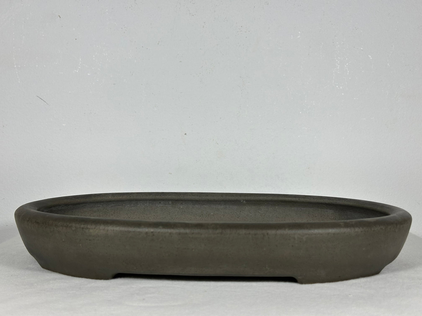 Preowned Japanese Tokoname Unglazed Shallow Oval Bonsai Pot Seizan - 12.75” By 9”