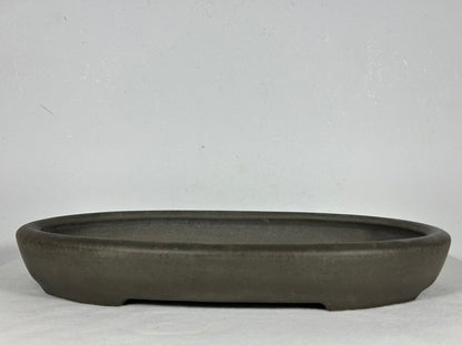 Preowned Japanese Tokoname Unglazed Shallow Oval Bonsai Pot Seizan - 12.75” By 9”