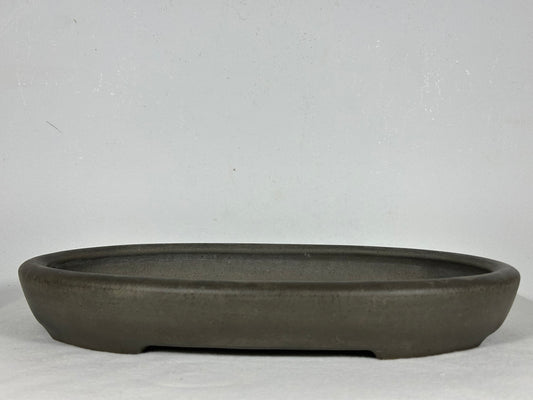 Preowned Japanese Tokoname Unglazed Shallow Oval Bonsai Pot Seizan - 12.75” By 9”