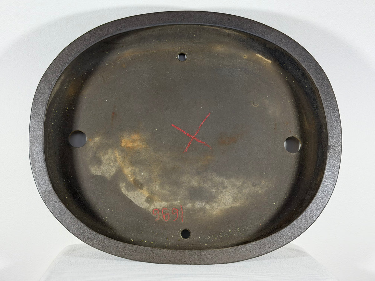 Preowned Japanese Tokoname Unglazed Oval Bonsai Pot Yamaaki - 19.75” x 16.25” x 3.75”