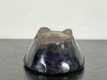 Preowned Japanese Tokoname Glazed Round Bonsai Pot with Stamp - 1 7/8” By 1”