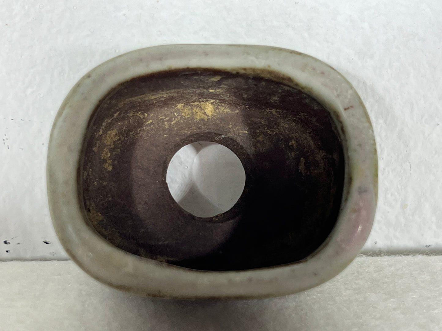 Preowned Japanese Tokoname Rectangular Bonsai Pot Tosui - 2 1/8” By 1.75”