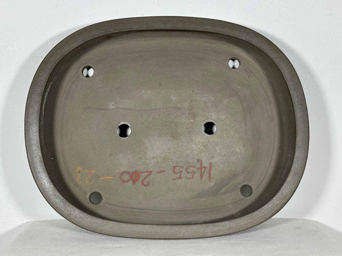 Preowned Japanese Tokoname Unglazed Oval Bonsai Pot Seizan - 14.75” By 11.75”