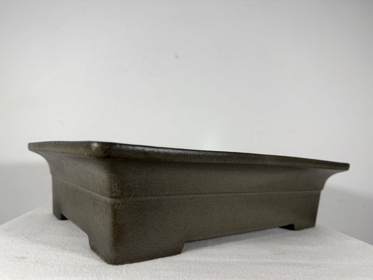 Preowned Japanese Tokoname Unglazed Rectangular Bonsai Pot Seizan - 14.75” By 10.75”