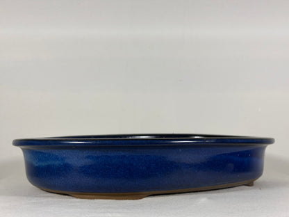 Preowned Japanese Tokoname Glazed Oval Bonsai Pot - 13.25” By 10”