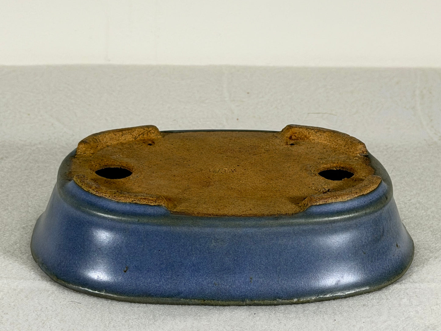 Preowned Japanese Tokoname Glazed Oval Bonsai Pot Hatutori - 6.5” By 4.75”