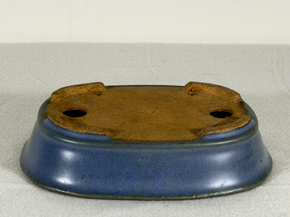 Preowned Japanese Tokoname Glazed Oval Bonsai Pot Hatutori - 6.5” By 4.75”