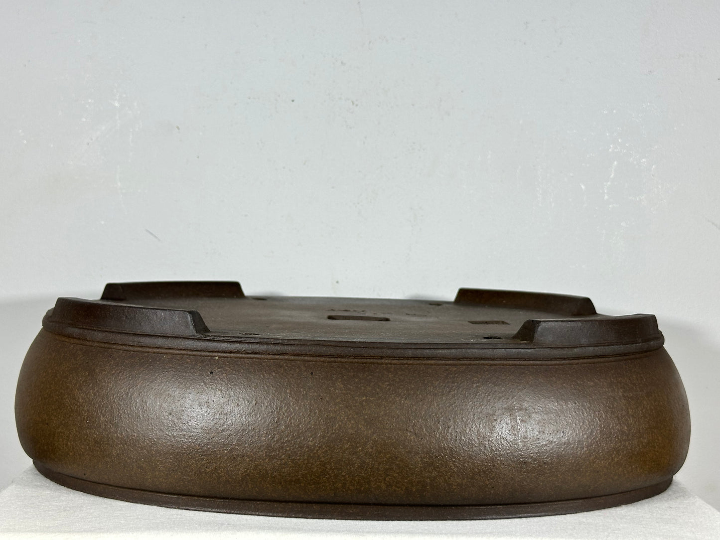 Preowned Vintage Japanese Tokoname Unglazed Oval Bonsai Pot Mazan Terahata - 18” By 15”