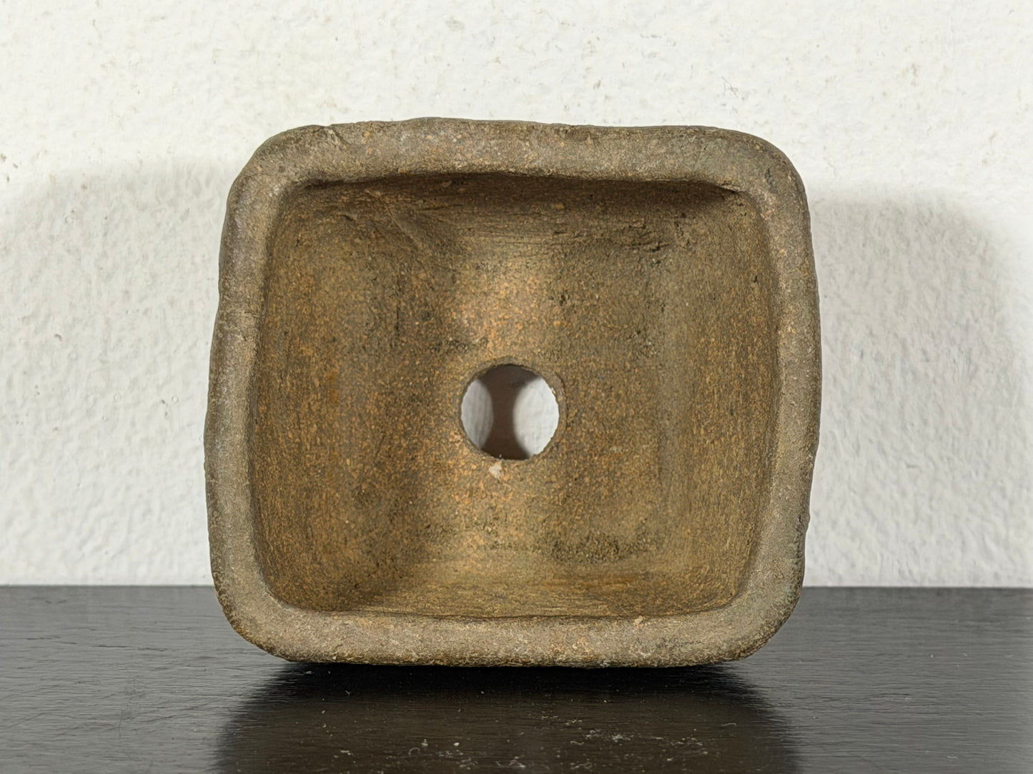 Preowned Japanese Tokoname Unglazed Square Bonsai Pot - 2.25” By 1.25”
